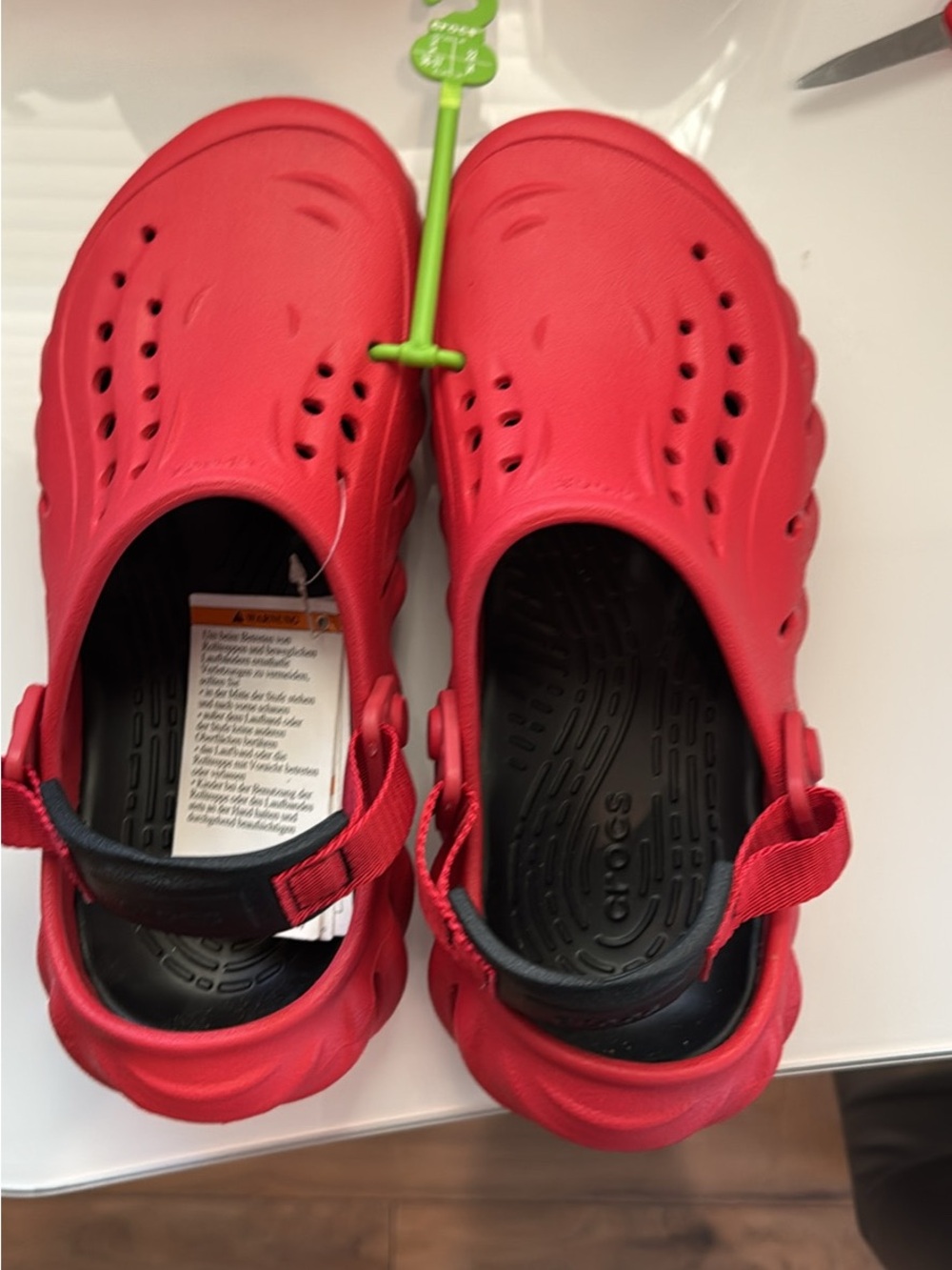 CROCS Kids Red Classic Clog Sandals with Black Footbed